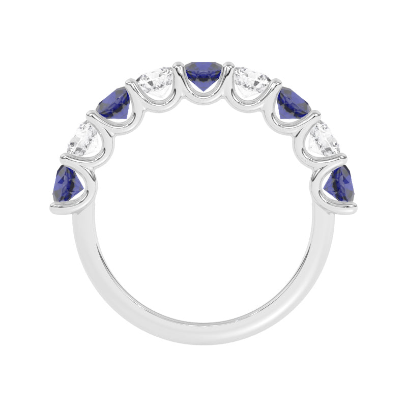 R-81240-SA-W  Lab Diamond & Sapphire Nine Stone Ring