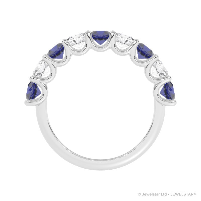 R-81240-SA-W  Lab Diamond & Sapphire Nine Stone Ring