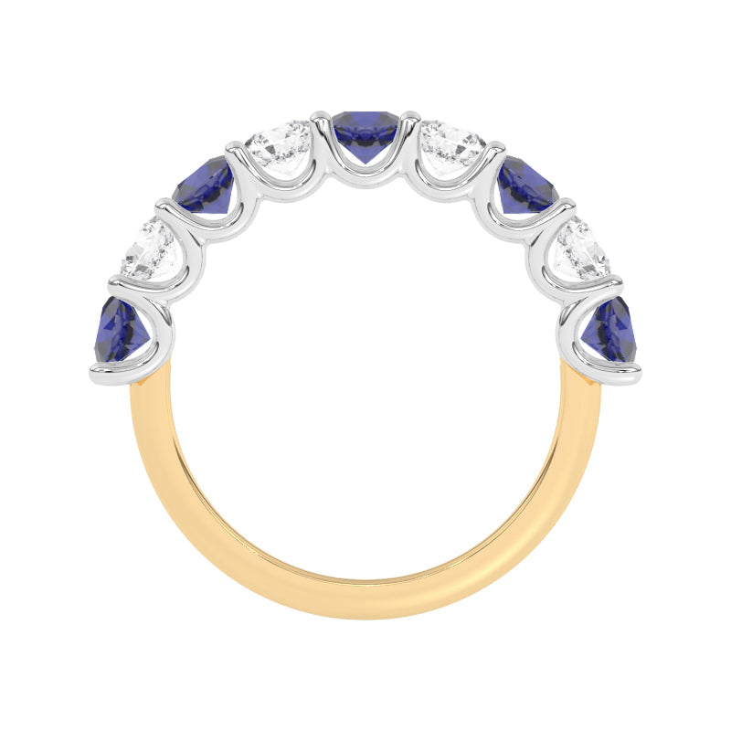 R-81240-SA-Y  Lab Diamond & Sapphire Nine Stone Ring