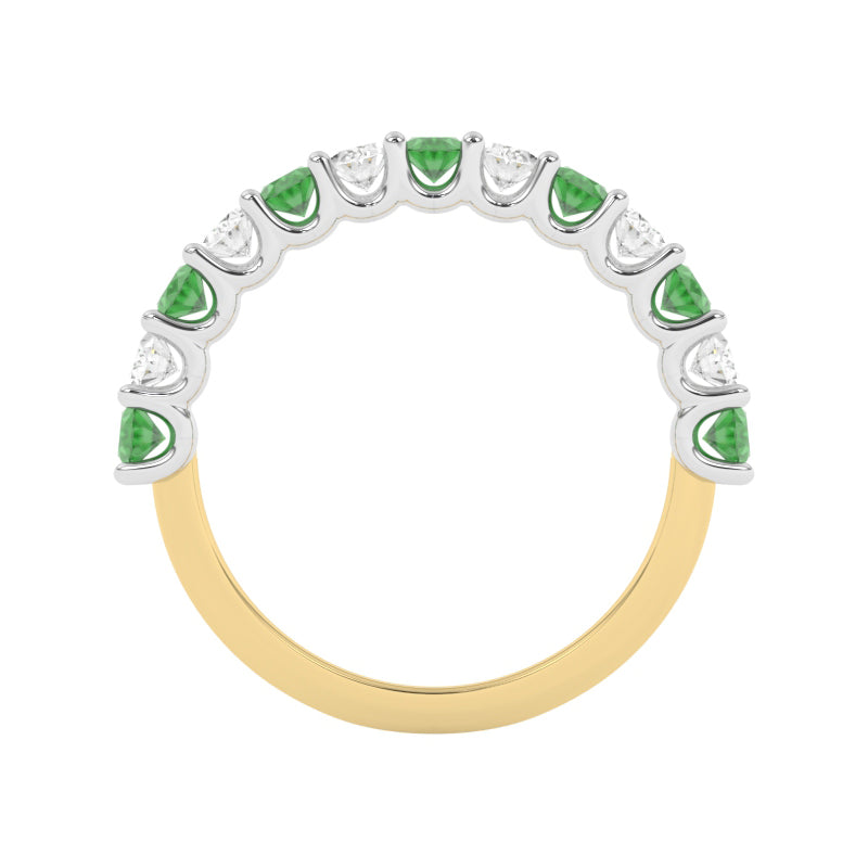 R-81320-EM-Y  Lab Diamond & Emerald Thirteen Stone Ring