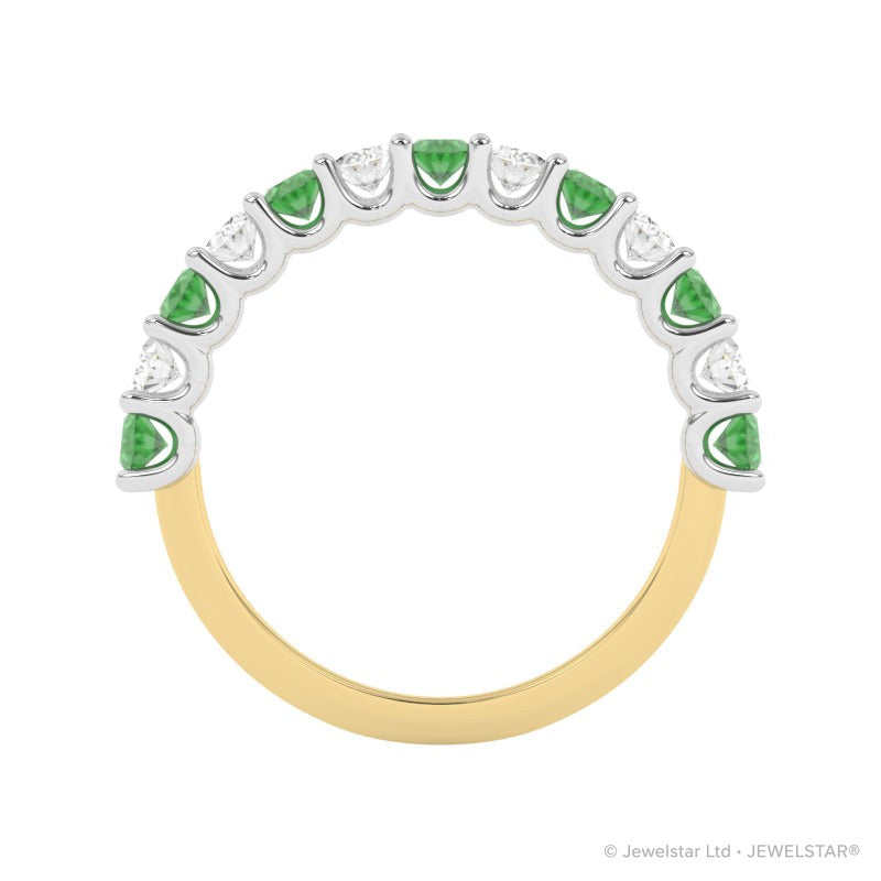 R-81320-EM-Y  Lab Diamond & Emerald Thirteen Stone Ring