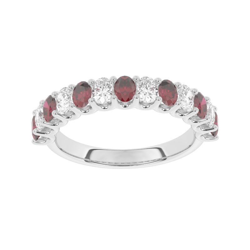 R-81320-RU-W  Lab Diamond & Ruby Thirteen Stone Ring
