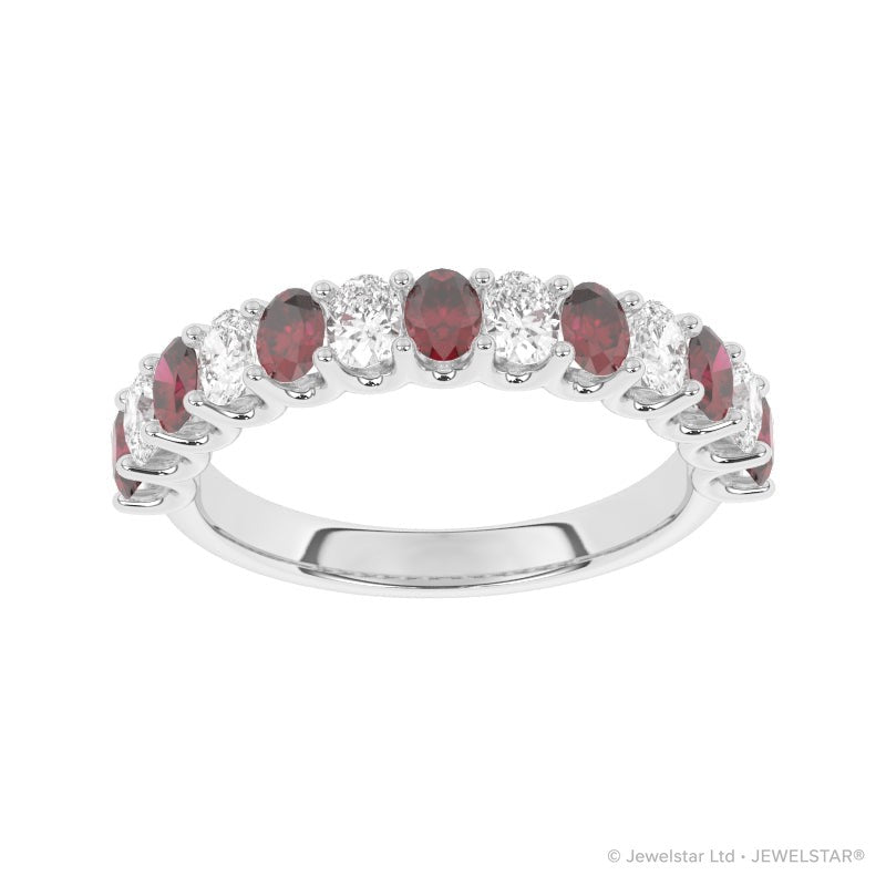 R-81320-RU-W  Lab Diamond & Ruby Thirteen Stone Ring