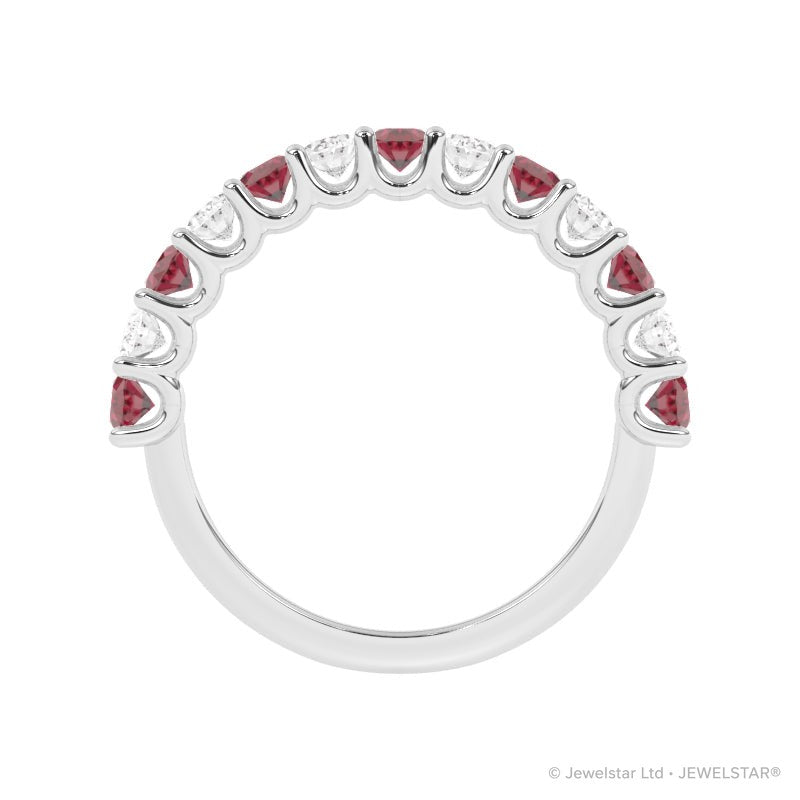 R-81320-RU-W  Lab Diamond & Ruby Thirteen Stone Ring