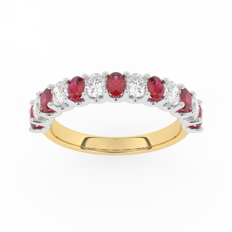 R-81320-RU-Y  Lab Diamond & Ruby Thirteen Stone Ring