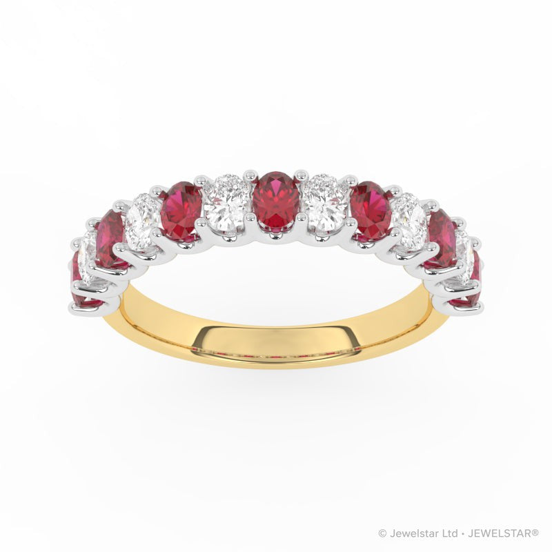 R-81320-RU-Y  Lab Diamond & Ruby Thirteen Stone Ring
