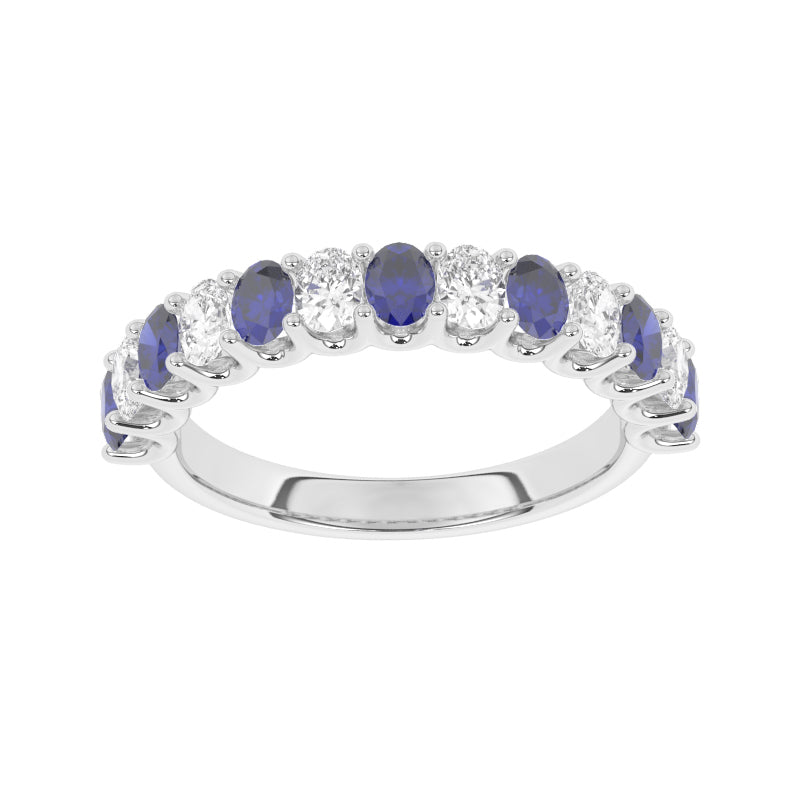 R-81320-SA-W  Lab Diamond & Sapphire Thirteen Stone Ring