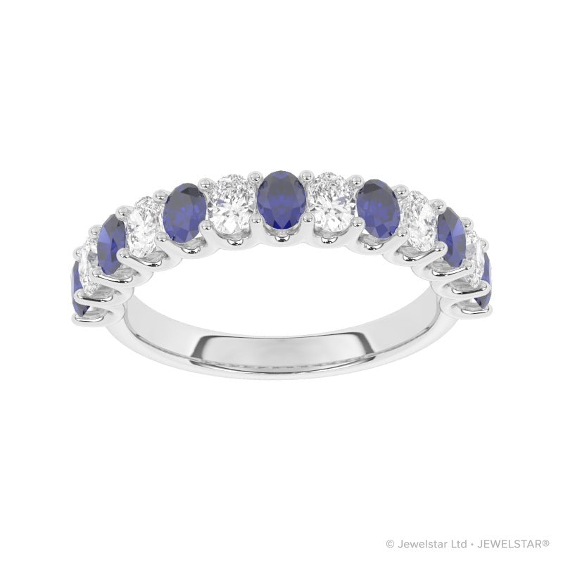 R-81320-SA-W  Lab Diamond & Sapphire Thirteen Stone Ring