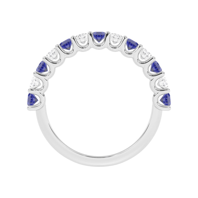 R-81320-SA-W  Lab Diamond & Sapphire Thirteen Stone Ring