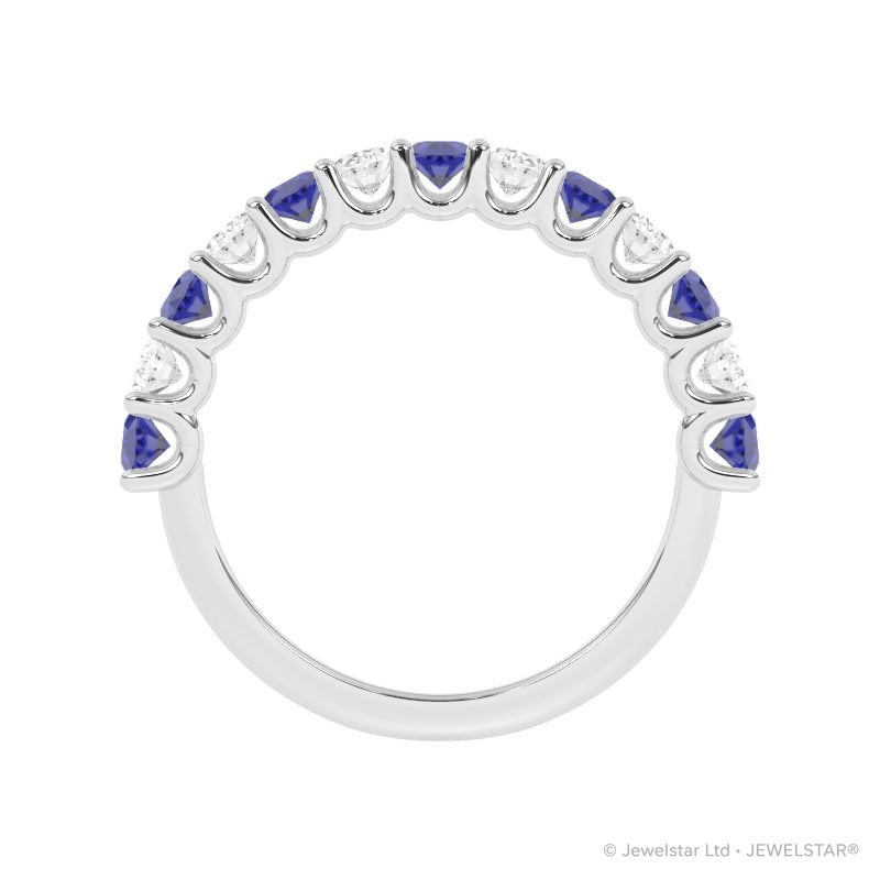 R-81320-SA-W  Lab Diamond & Sapphire Thirteen Stone Ring