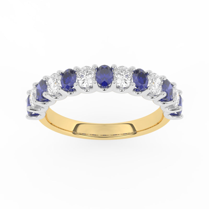 R-81320-SA-Y  Lab Diamond & Sapphire Thirteen Stone Ring