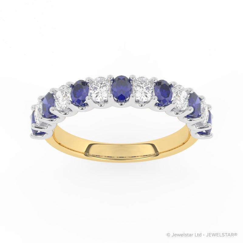 R-81320-SA-Y  Lab Diamond & Sapphire Thirteen Stone Ring