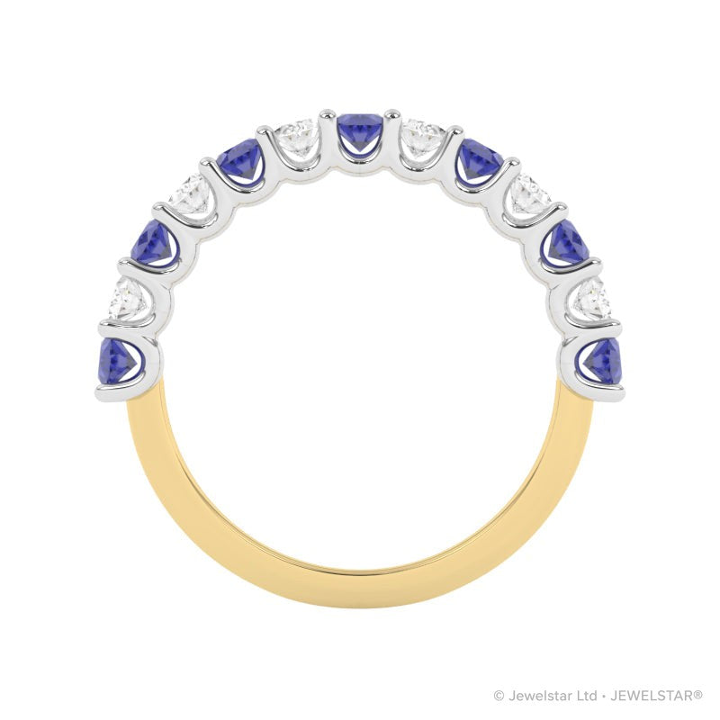 R-81320-SA-Y  Lab Diamond & Sapphire Thirteen Stone Ring