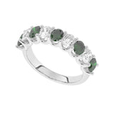 R-81340-EM-W  Lab Diamond & Emerald Nine Stone Ring (EGL Report Included)