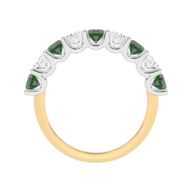 R-81340-EM-Y  Lab Diamond & Emerald Nine Stone Ring