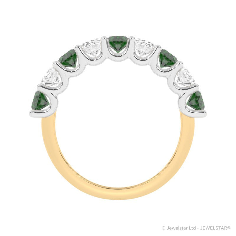 R-81340-EM-Y  Lab Diamond & Emerald Nine Stone Ring