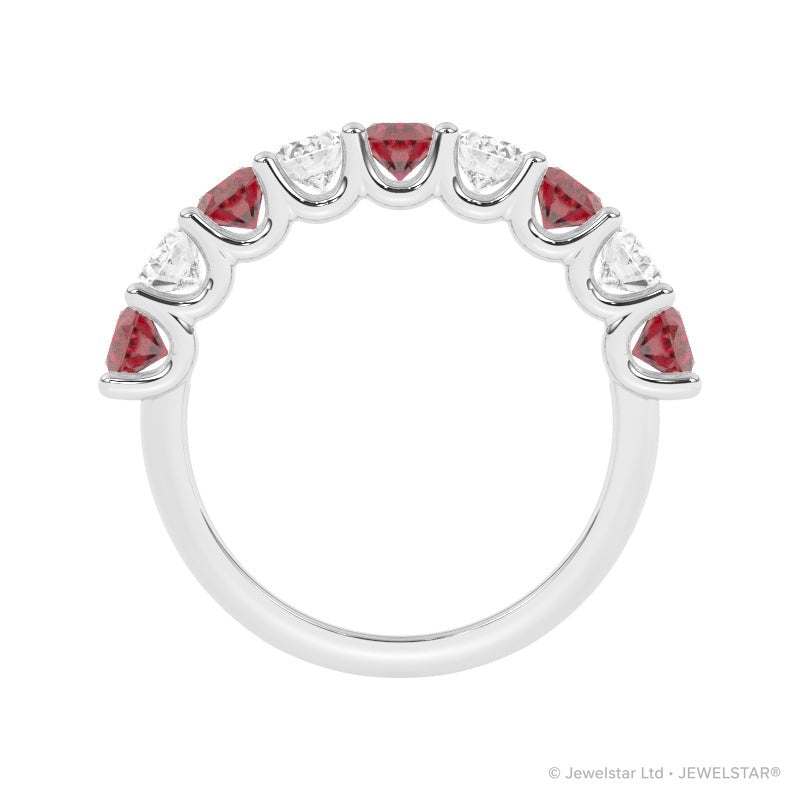 R-81340-RU-W  Lab Diamond & Ruby Nine Stone Ring