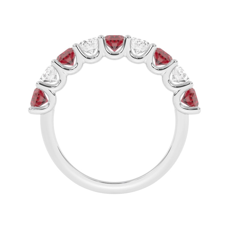 R-81340-RU-W  Lab Diamond & Ruby Nine Stone Ring