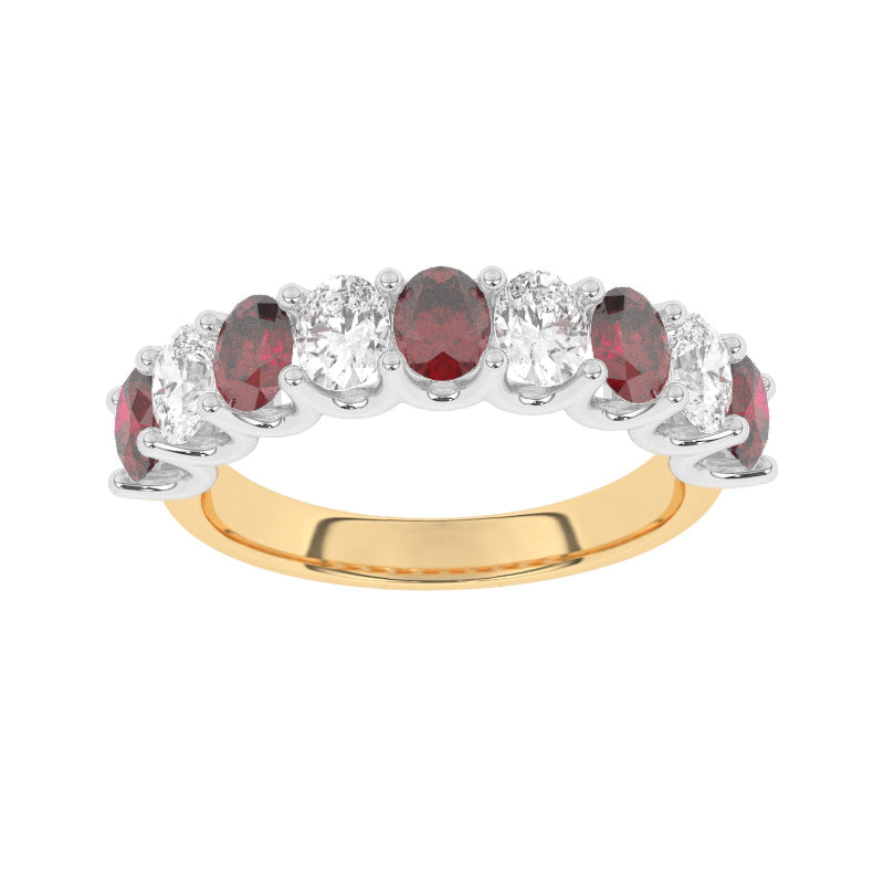 R-81340-RU-Y  Lab Diamond & Ruby Nine Stone Ring