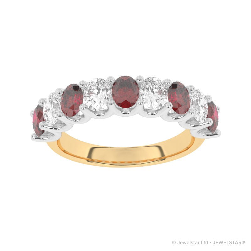 R-81340-RU-Y  Lab Diamond & Ruby Nine Stone Ring