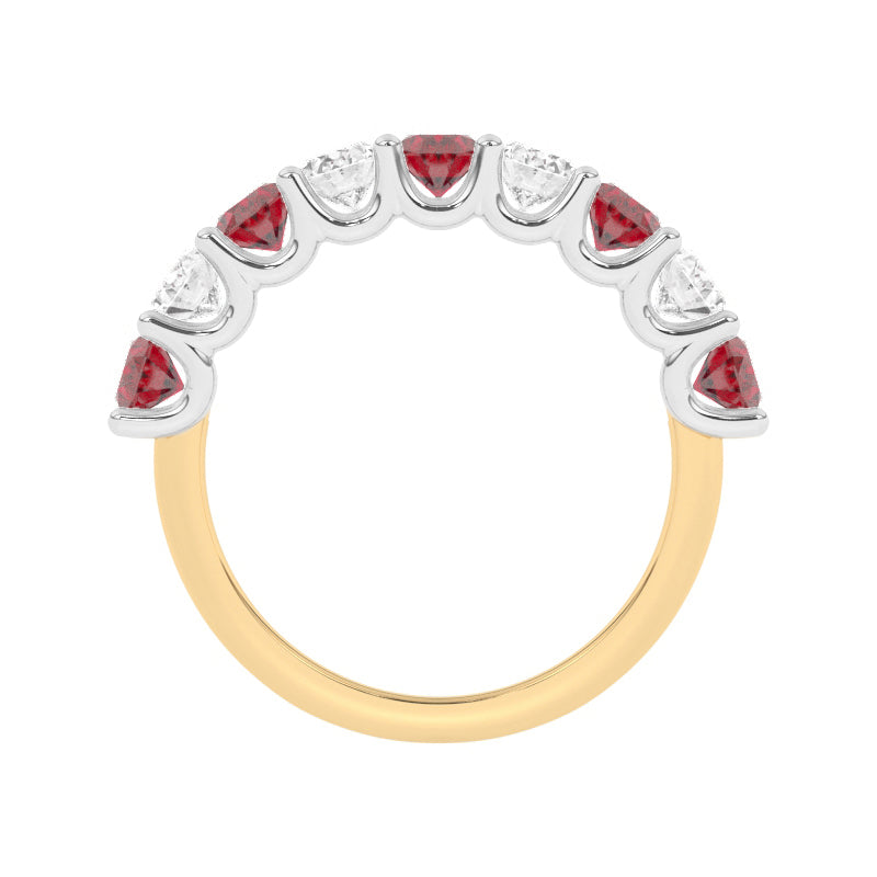 R-81340-RU-Y  Lab Diamond & Ruby Nine Stone Ring