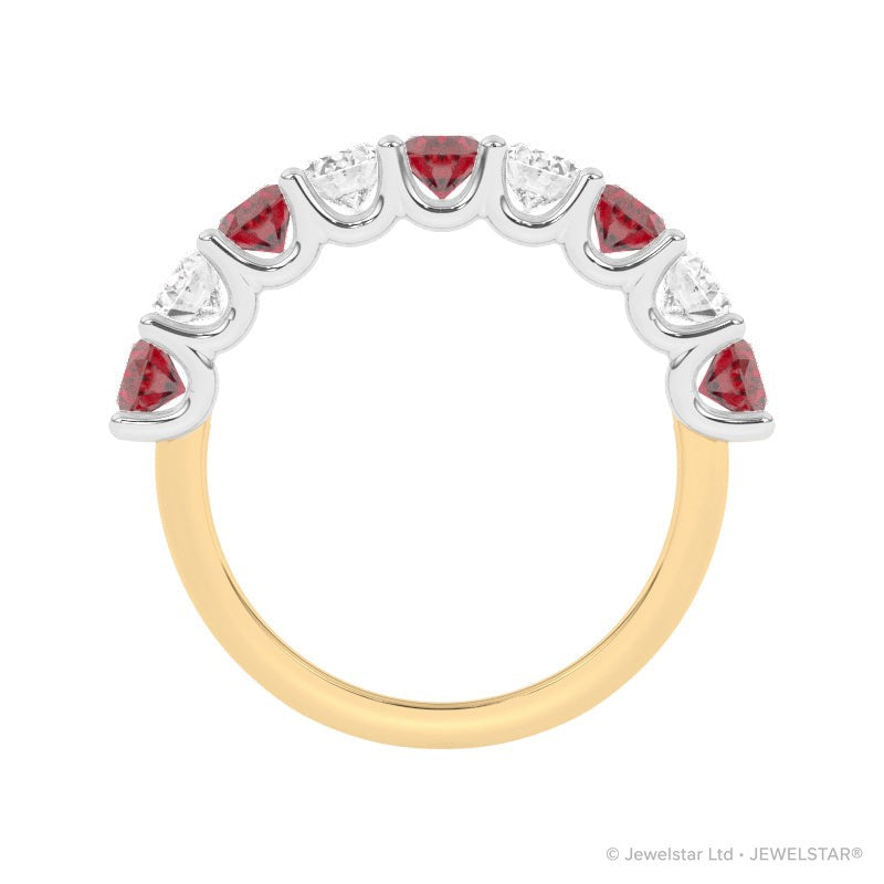 R-81340-RU-Y  Lab Diamond & Ruby Nine Stone Ring