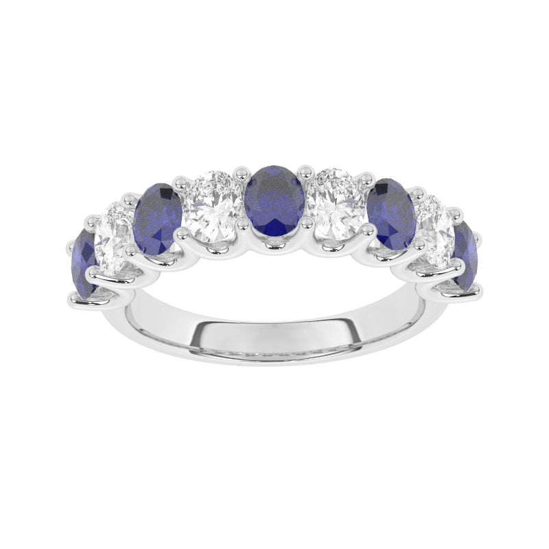 R-81340-SA-W  Lab Diamond & Sapphire Nine Stone Ring