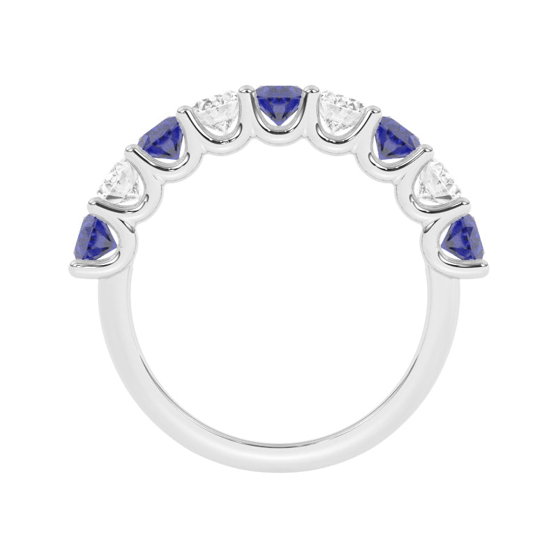 R-81340-SA-W  Lab Diamond & Sapphire Nine Stone Ring