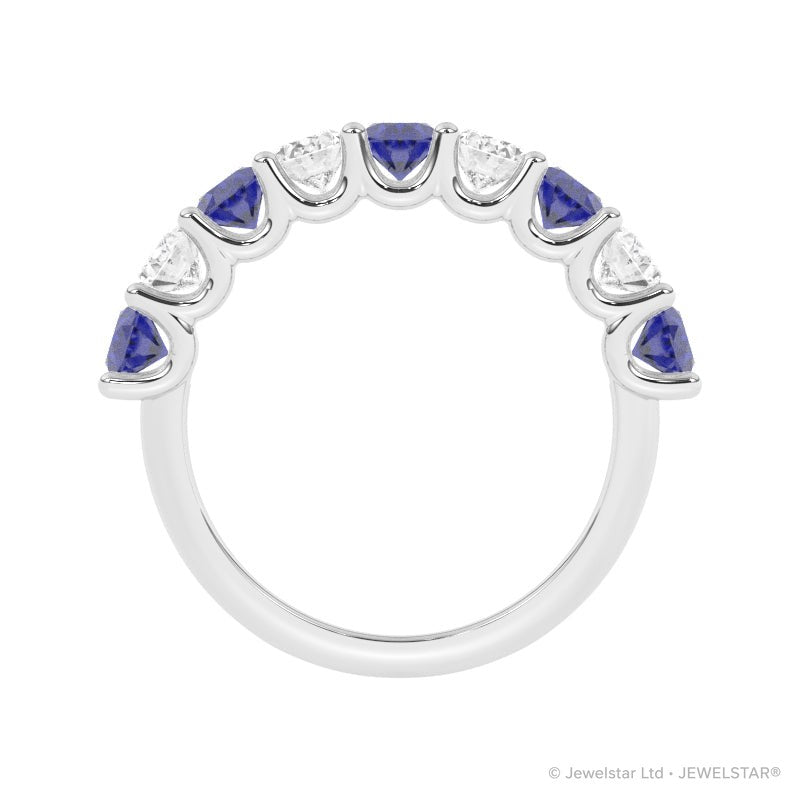 R-81340-SA-W  Lab Diamond & Sapphire Nine Stone Ring