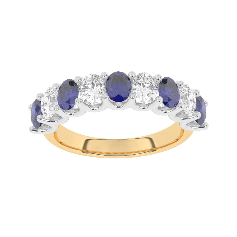 R-81340-SA-Y  Lab Diamond & Sapphire Nine Stone Ring