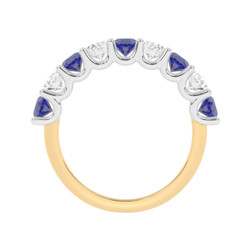 R-81340-SA-Y  Lab Diamond & Sapphire Nine Stone Ring