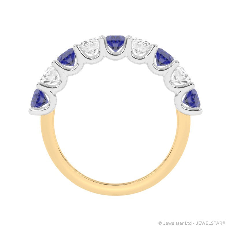R-81340-SA-Y  Lab Diamond & Sapphire Nine Stone Ring