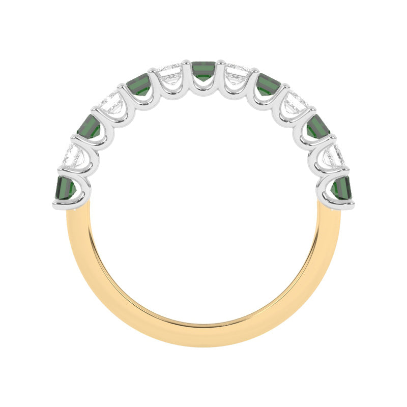 R-81420-EM-Y  Lab Diamond & Emerald Thirteen Stone Ring