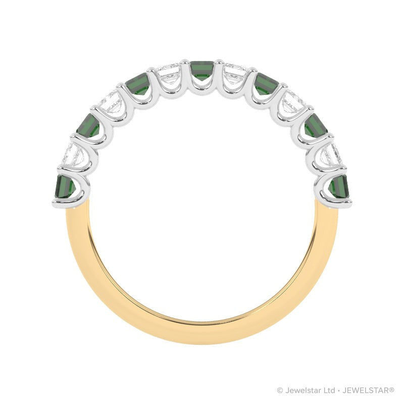 R-81420-EM-Y  Lab Diamond & Emerald Thirteen Stone Ring