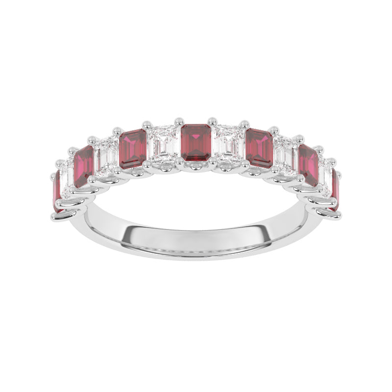 R-81420-RU-W  Lab Diamond & Ruby Thirteen Stone Ring