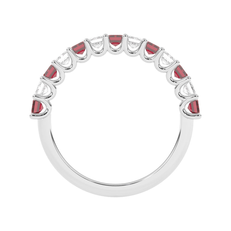 R-81420-RU-W  Lab Diamond & Ruby Thirteen Stone Ring
