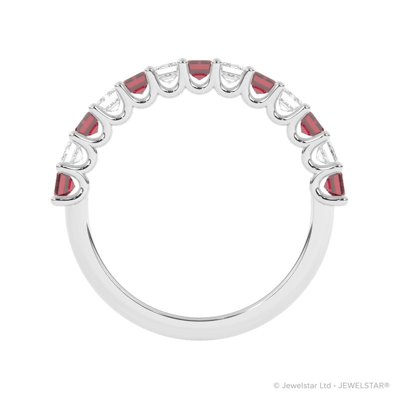 R-81420-RU-W  Lab Diamond & Ruby Thirteen Stone Ring