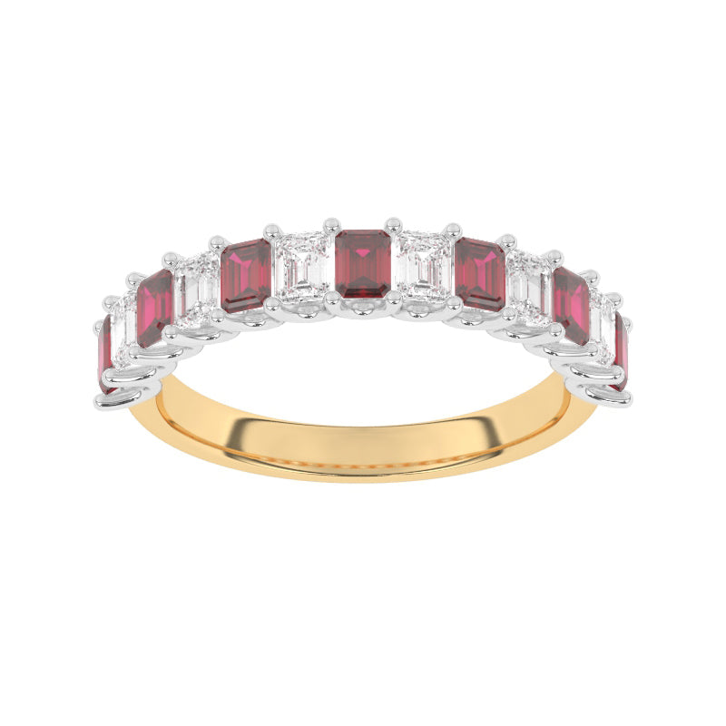 R-81420-RU-Y  Lab Diamond & Ruby Thirteen Stone Ring
