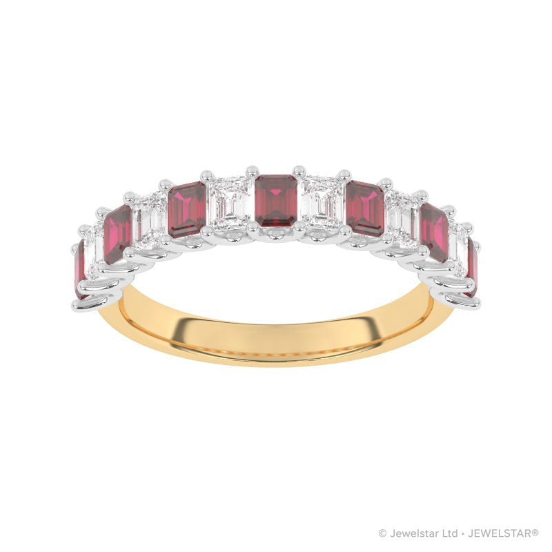 R-81420-RU-Y  Lab Diamond & Ruby Thirteen Stone Ring