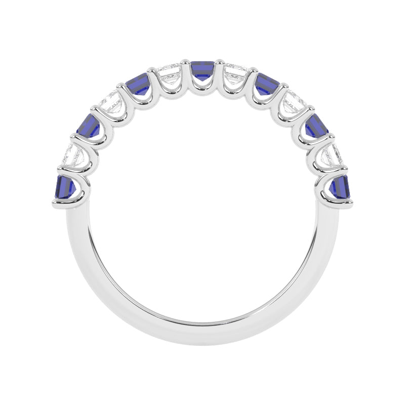 R-81420-SA-W  Lab Diamond & Sapphire Thirteen Stone Ring