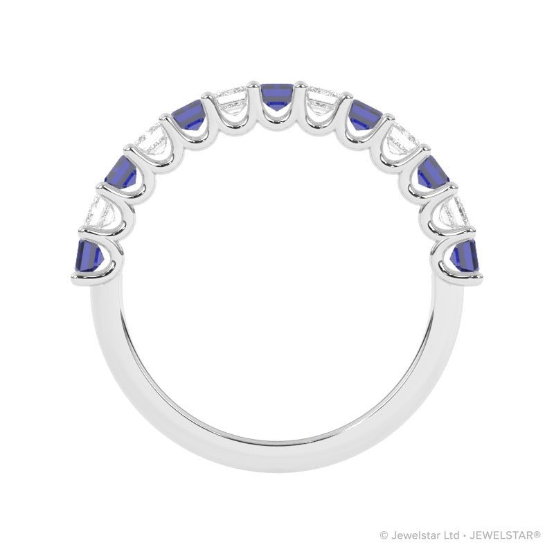 R-81420-SA-W  Lab Diamond & Sapphire Thirteen Stone Ring