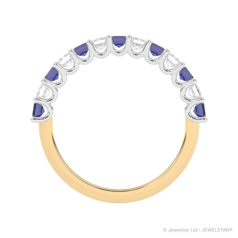 R-81420-SA-Y  Lab Diamond & Sapphire Thirteen Stone Ring