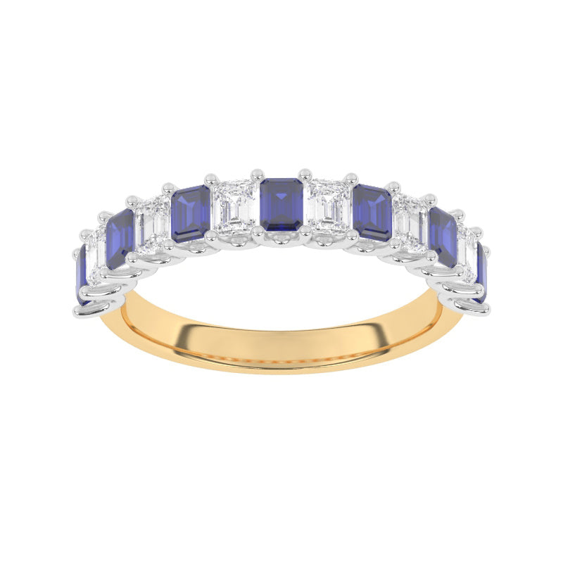 R-81420-SA-Y  Lab Diamond & Sapphire Thirteen Stone Ring