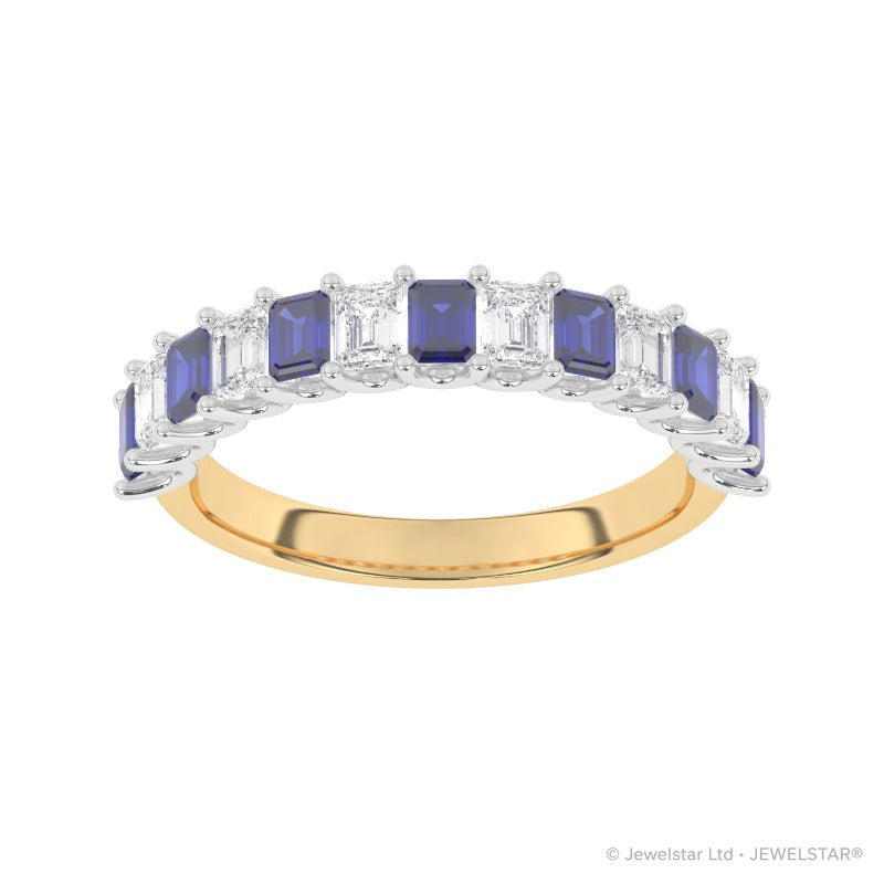 R-81420-SA-Y  Lab Diamond & Sapphire Thirteen Stone Ring