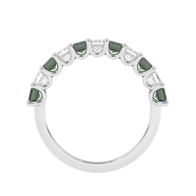 R-81440-EM-W  Lab Diamond & Emerald Eleven Stone Ring