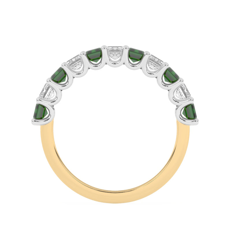 R-81440-EM-Y  Lab Diamond & Emerald Eleven Stone Ring