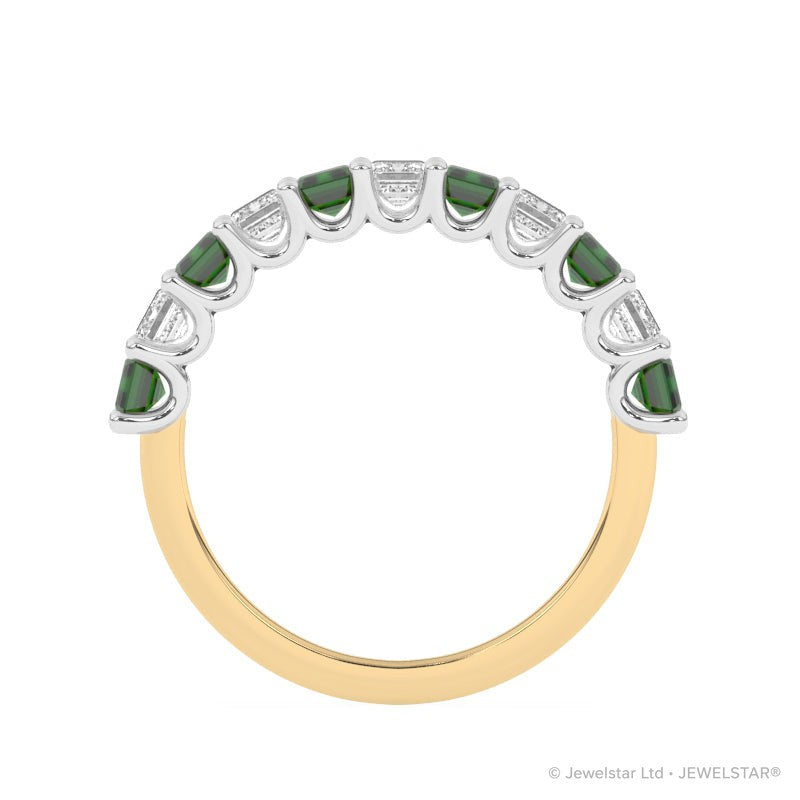 R-81440-EM-Y  Lab Diamond & Emerald Eleven Stone Ring
