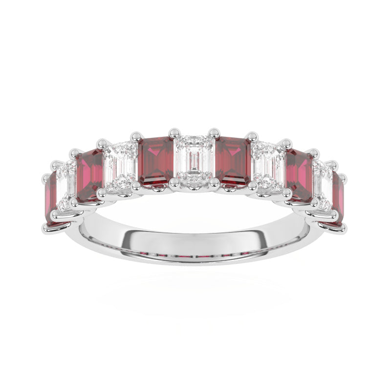 R-81440-RU-W  Lab Diamond & Ruby Eleven Stone Ring