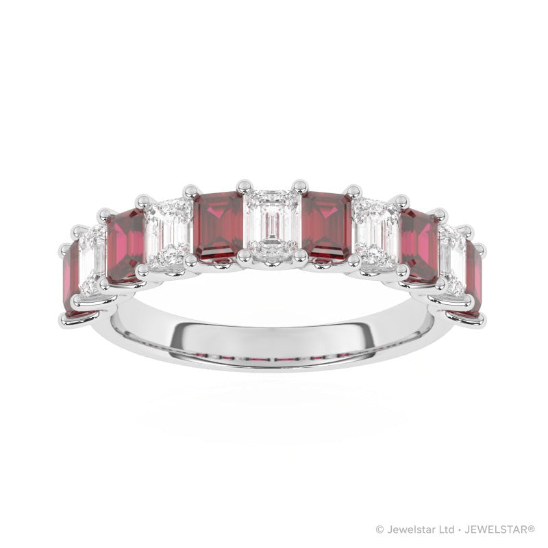 R-81440-RU-W  Lab Diamond & Ruby Eleven Stone Ring