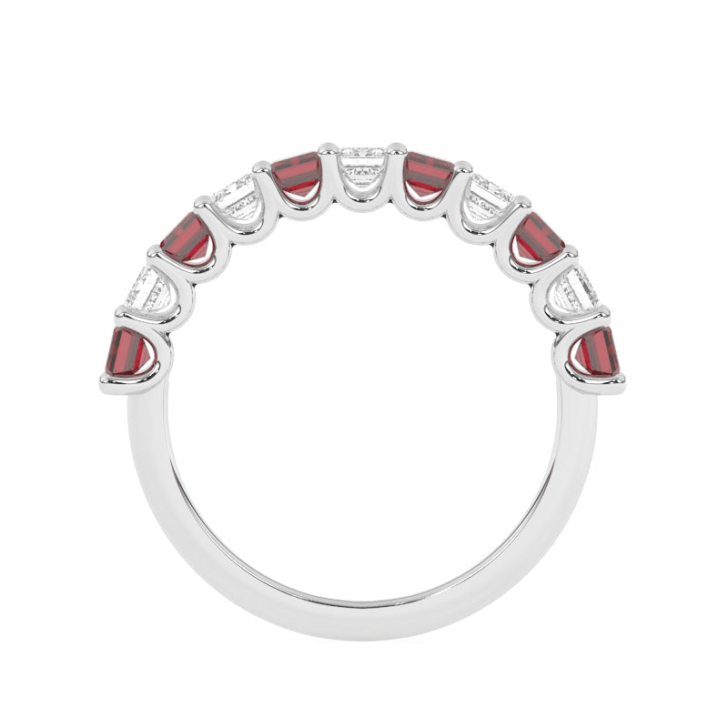 R-81440-RU-W  Lab Diamond & Ruby Eleven Stone Ring